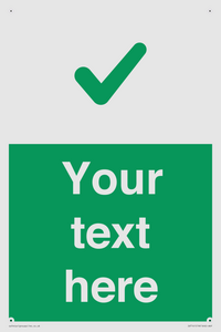 Custom green background, green tick sign